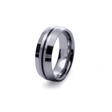 Tungsten Carbide Men's Ring with a Black Line Center